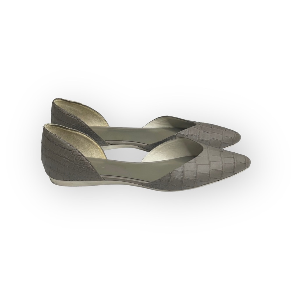 Vince ❃ Tara D’Orsay Pointy Toe Ballet Flat ❃ Embossed Leather ❃ Taupe Grey ❃ 39 - Picture 4 of 16